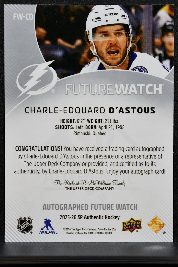 2025-26 SP Authentic Future Watch Auto Horizontal D'Astous RC Auto 432/599 2522