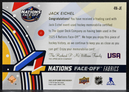 2025-26 SP Game Used 4 Nations Face Off Fabrics Jack Eichel Team USA Jersey 3394