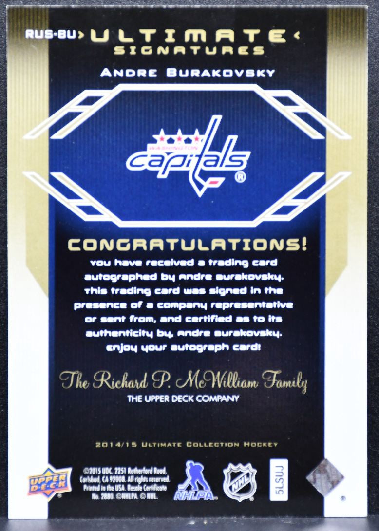 2014-15 UD Ultimate Collection Signature Rookie Burakovsky Capitals RC Auto 3227