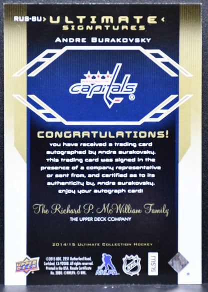2014-15 UD Ultimate Collection Signature Rookie Burakovsky Capitals RC Auto 3227