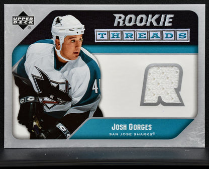 2005-06 Upper Deck Rookie Threads Josh Gorges San Jose Sharks RC Jersey 0917