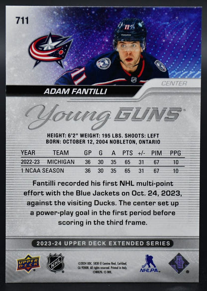 2024-25 UD Extended Series Adam Fantilli 711 Columbus Blue Jackets RC