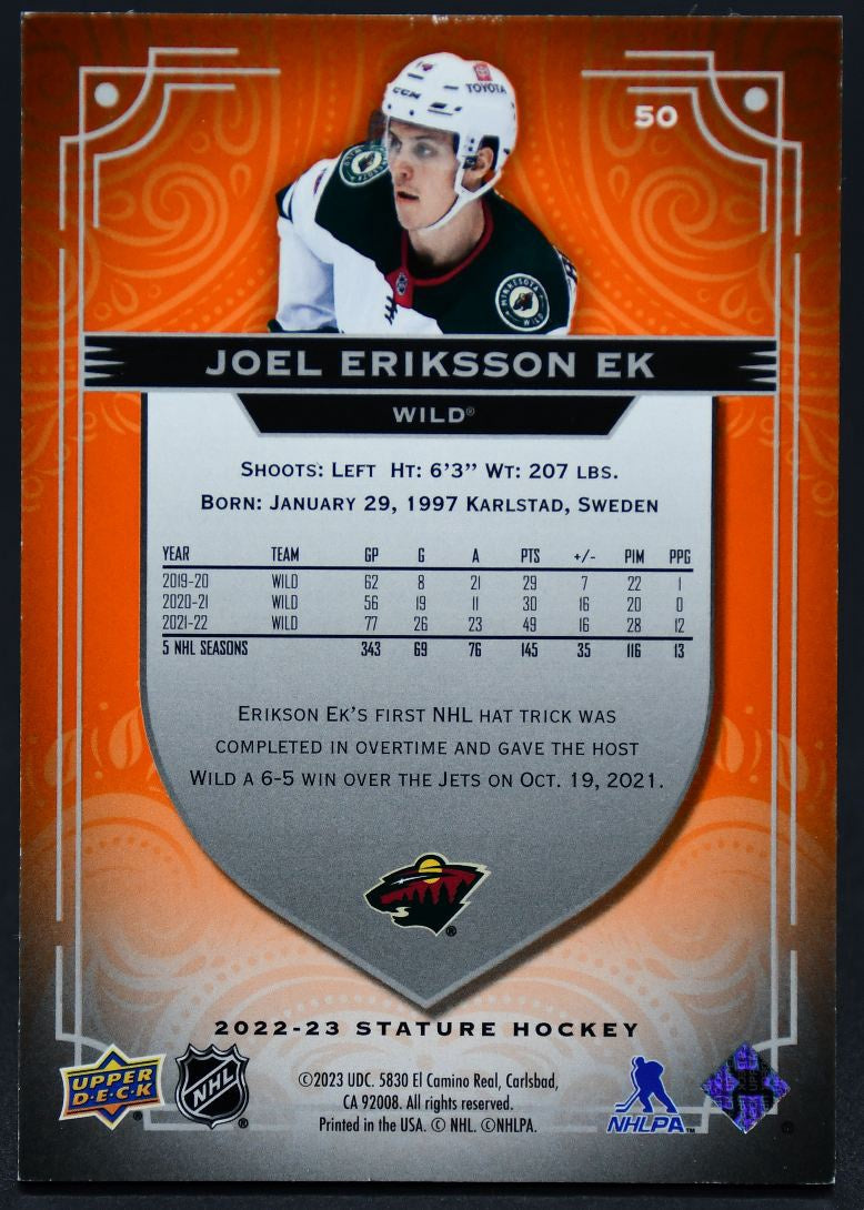 2022-23 UD Stature Joel Eriksson Ek 50 Minnesota Wild 20/25