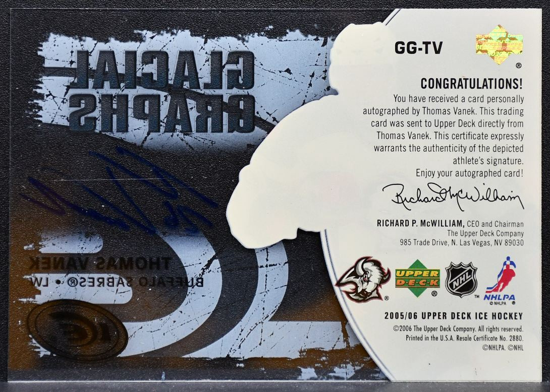 2005-06 Upper Deck Ice Glacial Graphs Thomas Vanek Buffalo Sabres RC Auto 9299