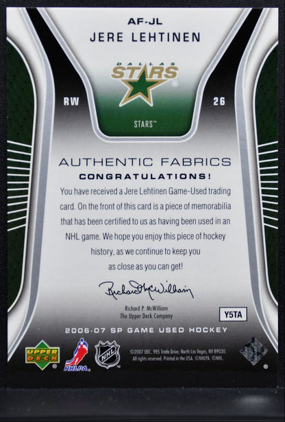 2006-07 SP Game Used Authentic Fabrics Jere Lehtinen AF-JL Jersey 2265