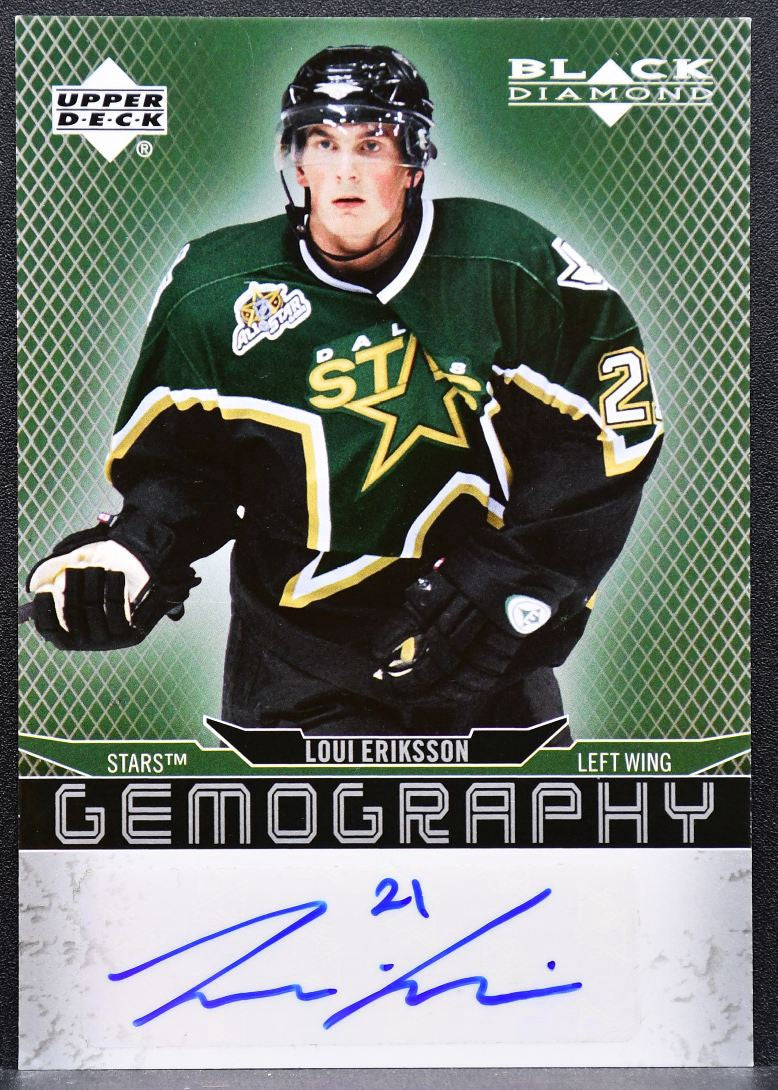 2007-08 Upper Deck Black Diamond Gemography Loui Eriksson G-LE Stars Auto 7644