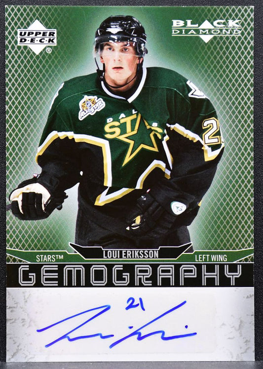 2007-08 Upper Deck Black Diamond Gemography Loui Eriksson G-LE Stars Auto 7644