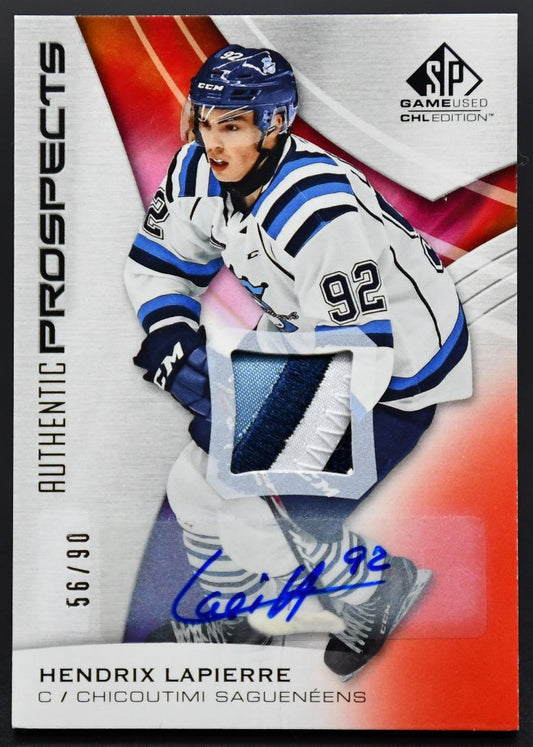 2019-20 Game Used CHL Authentic Prospects Lapierre 38 Sagueneens Auto /90 Patch