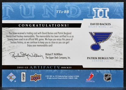 2011-12 UD Artifacts Tundra Tandemss Blue Backes/Berglund Jersey 0741