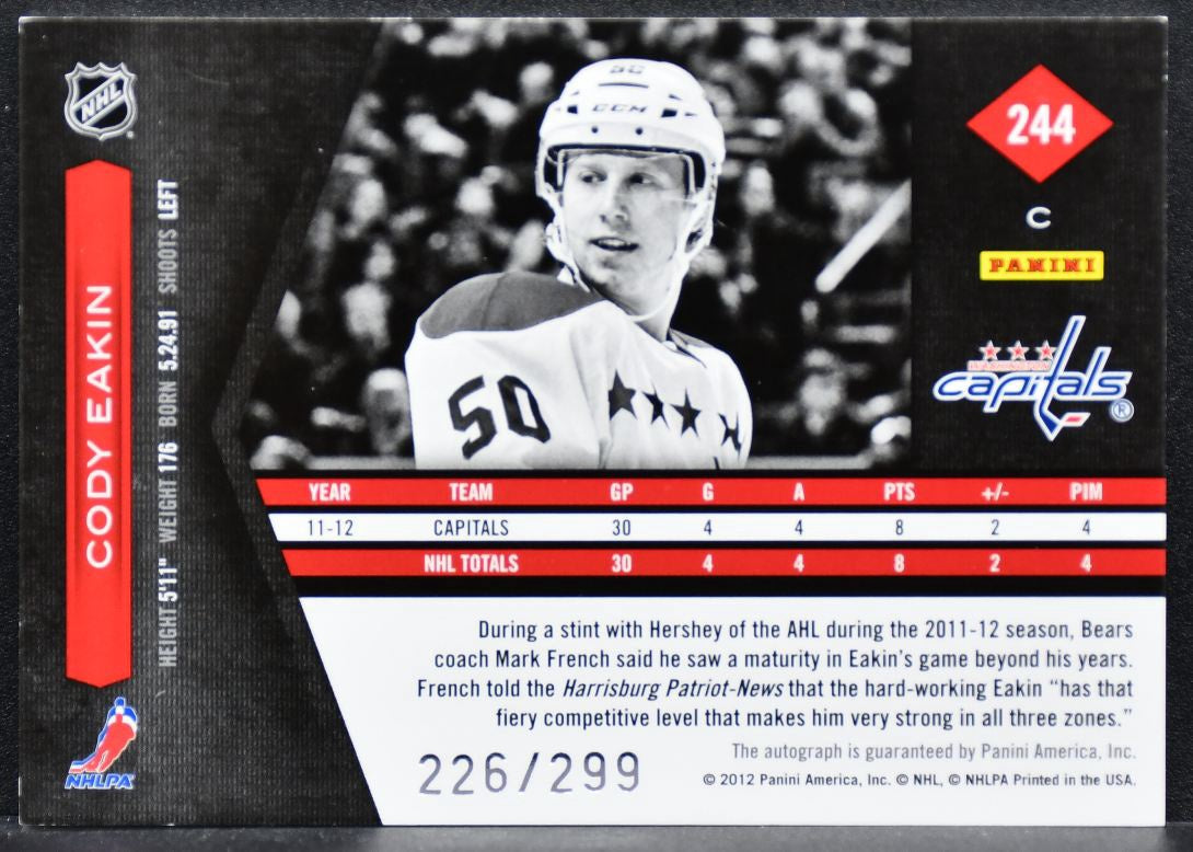 2011-12 Panini Limited Phenoms Cody Eakin 244 RC Auto 226/299 Patch 9996