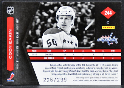 2011-12 Panini Limited Phenoms Cody Eakin 244 RC Auto 226/299 Patch 9996