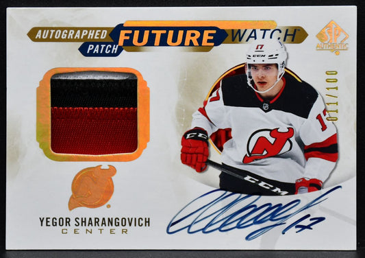2020-21 SP Authentic Limited Auto Patch Future Watch Yegor Sharangovich FWAP 100
