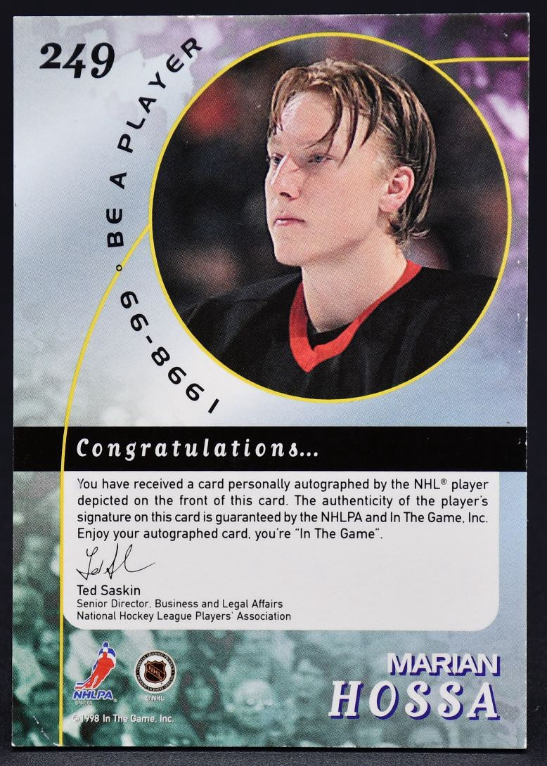 1998-99 Be a Player Autographs Auto Marian Hossa 249 Auto