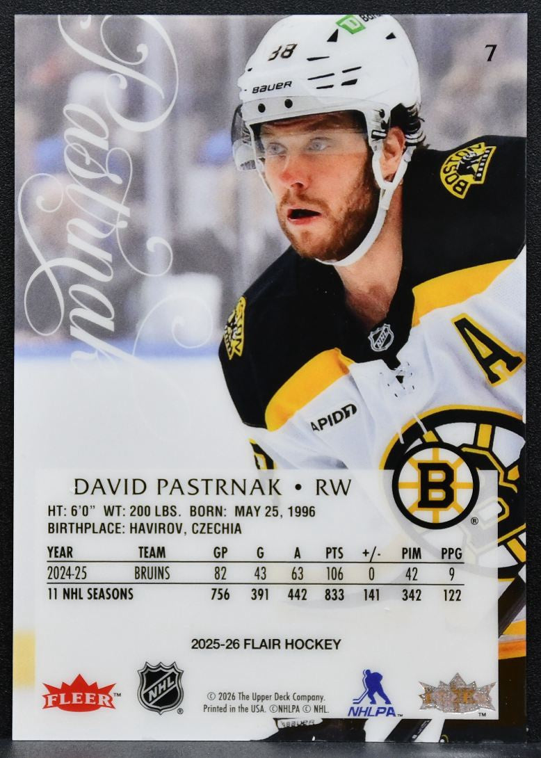 2025-26 Flair David Pastrnak 7 Boston Bruins 5497