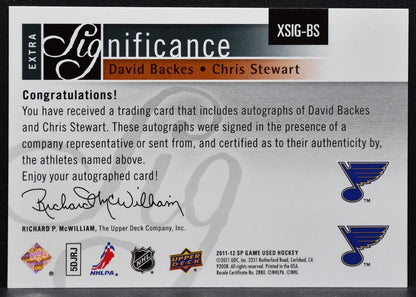 2011-12 SP Game Used Extra SIGnificance Backes/Stewart Blues Auto 12/25 2596