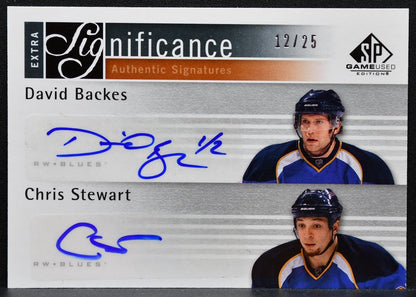2011-12 SP Game Used Extra SIGnificance Backes/Stewart Blues Auto 12/25 2596