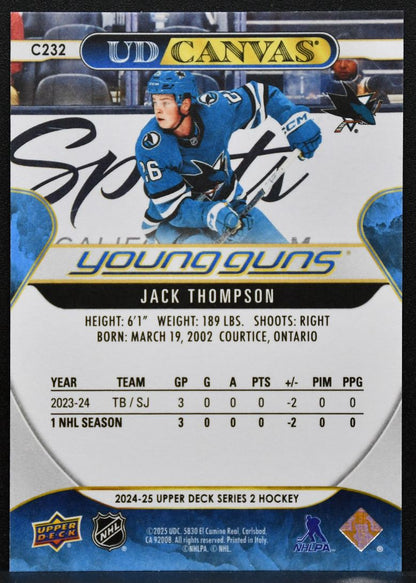 2024-25 Upper Deck Series 2 UD Canvas Young Guns Jack Thompson Sharks RC 5220