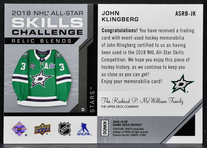 2018-19 SP Game Used 2018 NHL All-Star Skills Relic Blends Klingberg Jersey 3925