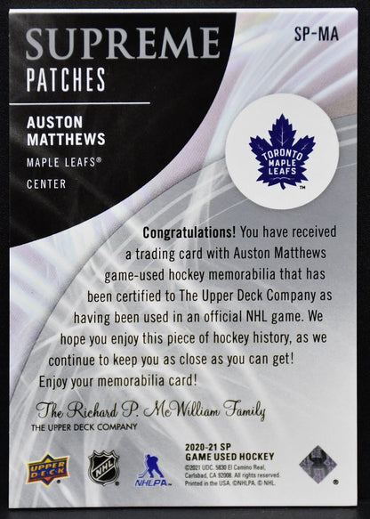 2020-21 SP Game Used Auston Matthews SP-MA Toronto Maple Leafs 14/15 Patch