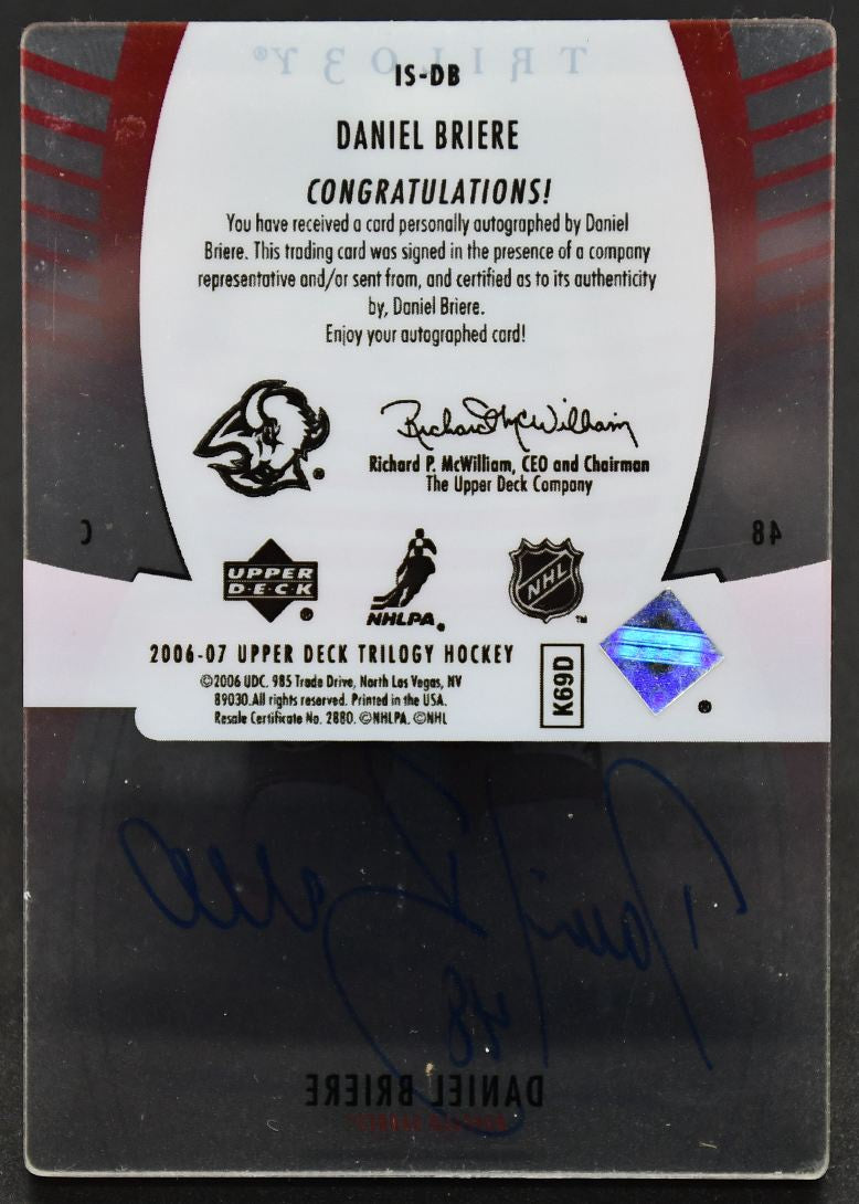 2006-07 UD Trilogy Ice Scripts Daniel Briere IS-DB Auto