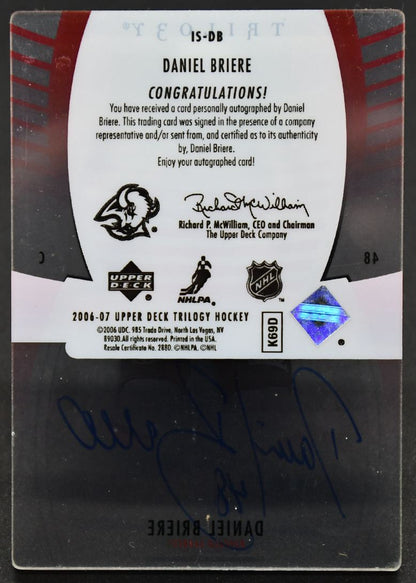 2006-07 UD Trilogy Ice Scripts Daniel Briere IS-DB Auto