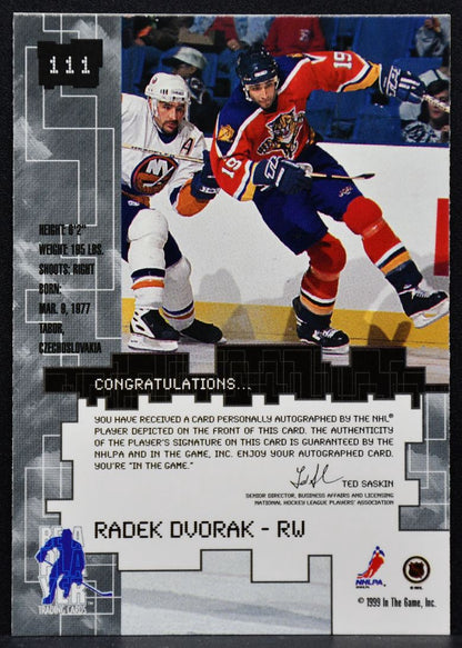 1999-100 In the Game Millennium Signature Series Radek Dvorak 111 Auto 4266