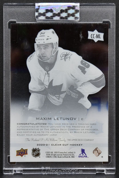 2020-21 Upper Deck Clear Cut Base Rookie Maxim Letunov CC-ML RC Auto 5393