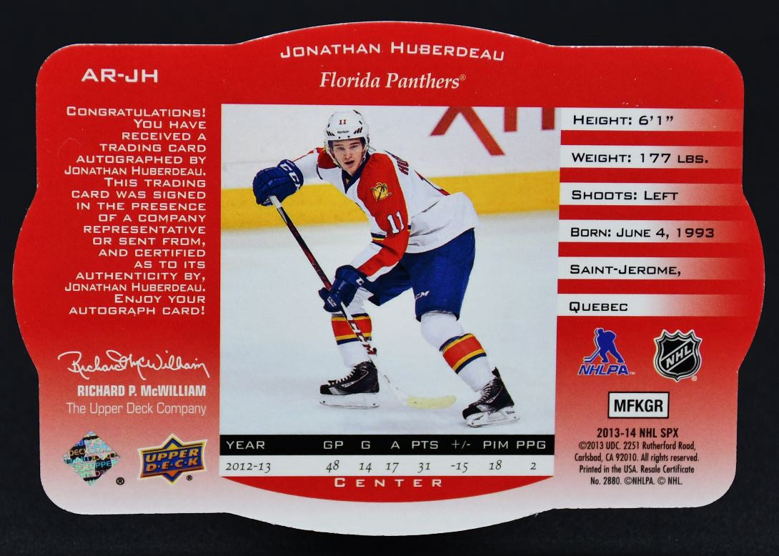 2013-14 SPx 96-97 Retro Autographs Jonathan Huberdeau AR-JH Auto