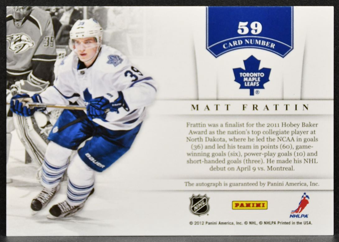 2011-12 Panini Contenders NHL Ink Matt Frattin 59 Toronto Maple Leafs Auto 2380