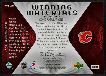 2007-08 SPx Winning Materials Al MacInnis WM-AM Calgary Flames 24/99 Jersey 9163