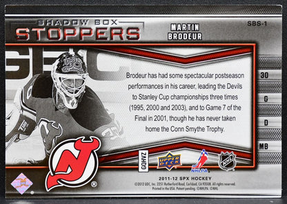 2011-12 SPx Shadowbox Stoppers Martin Brodeur SBS-1 New Jersey Devils 8877