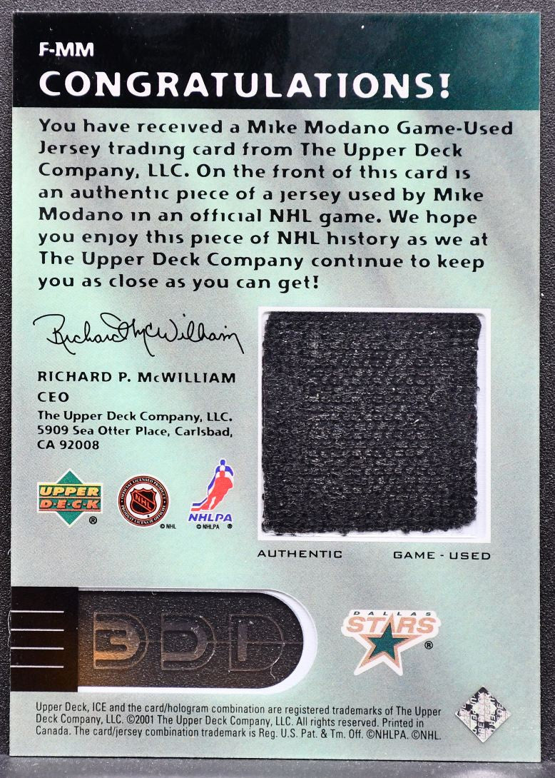 2001-02 Upper Deck Ice First Rounders Mike Modano F-MM Dallas Stars Jersey 5456