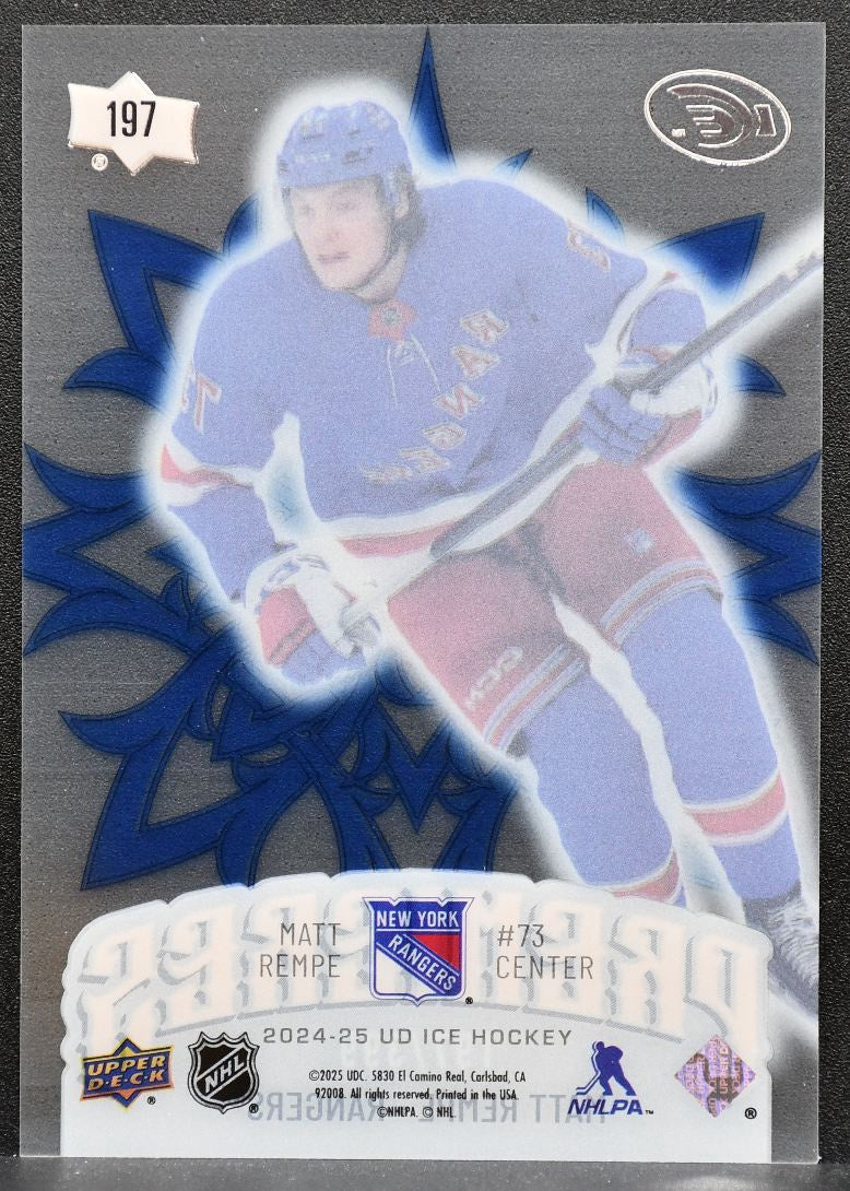 2024-25 Upper Deck Ice Premieres Blue Matt Rempe 197 Rangers RC /399 1457