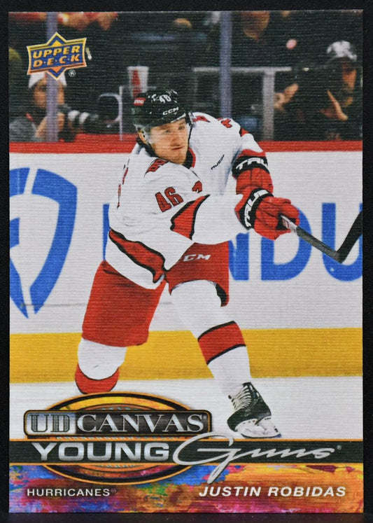 25-26 UD Series 1 UD Canvas Young Guns Justin Robidas C-102 Hurricanes RC 1618