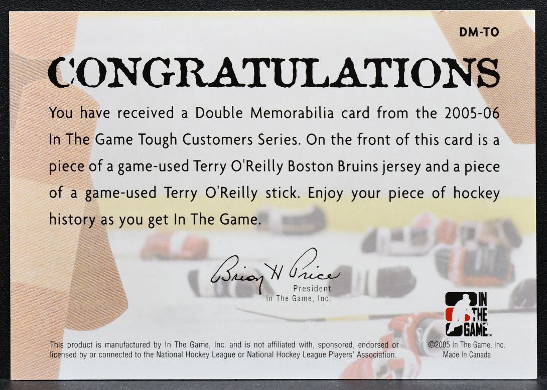2005-06 ITG Tough Customers Double Memorabilia Terry O'Reilly Jersey/Stick 1199