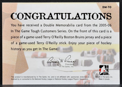 2005-06 ITG Tough Customers Double Memorabilia Terry O'Reilly Jersey/Stick 1199