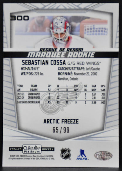 2024-25 OPC Platinum Marquee Arctic Freeze Cossa 300 Red Wings RC 65/99 7150