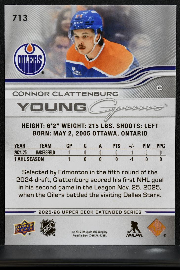 2025-26 Upper Deck Extended Series Young Guns Connor Clattenburg Oilers RC 1914