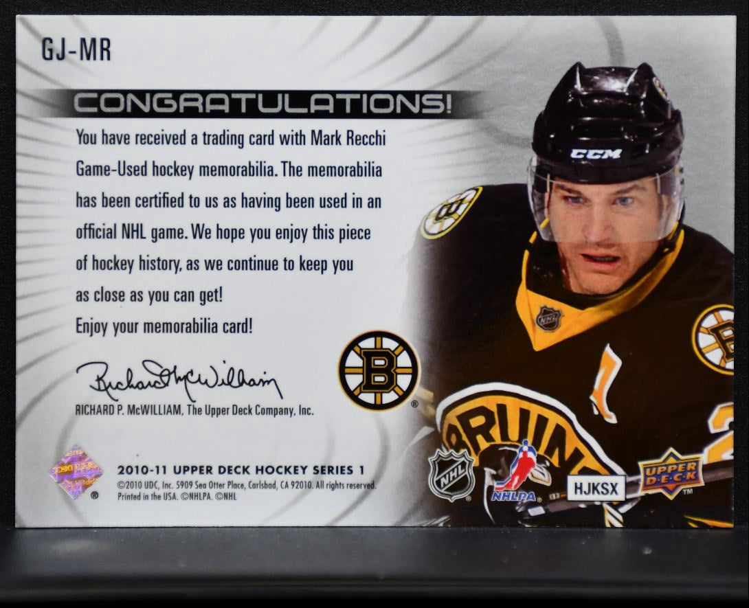 2010-11 UD Series 1 UD Game Jerseys Mark Recchi GJ-MR Bruins Jersey 6118