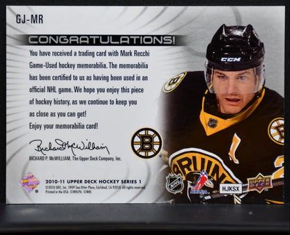 2010-11 UD Series 1 UD Game Jerseys Mark Recchi GJ-MR Bruins Jersey 6118