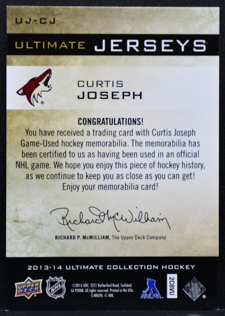 2013-14 UD Ultimate Collection Jerseys Curtis Joseph Phoenix Coyotes Jersey 7928