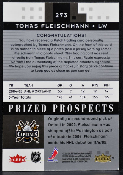 2004-05 Fleer Hot Prospects Prized Prospects Tomas Fleischmann 273  RC Auto /349