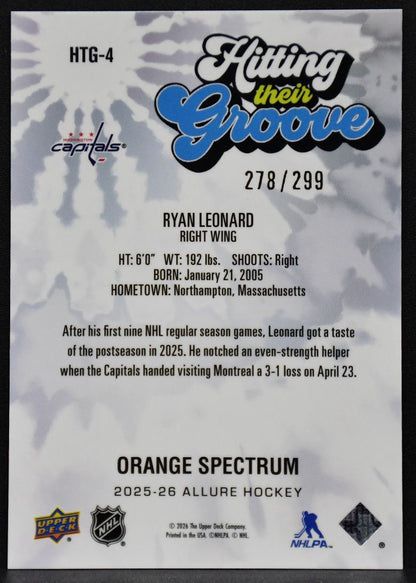 2025-26 UD Allure Hitting Thier Groove Orange Spectrum Leonard Capitals RC /299 1480