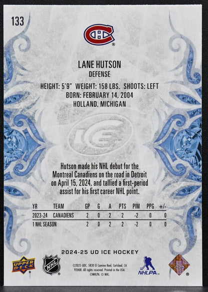 2024-25 Upper Deck Ice Rookie Lane Hutson 133 Montreal Canadiens RC 0061