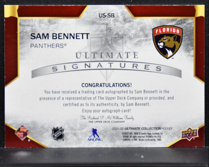 2021-22 UD Ultimate Collection Signatures Sam Bennett US-SB Panthers Auto 3667