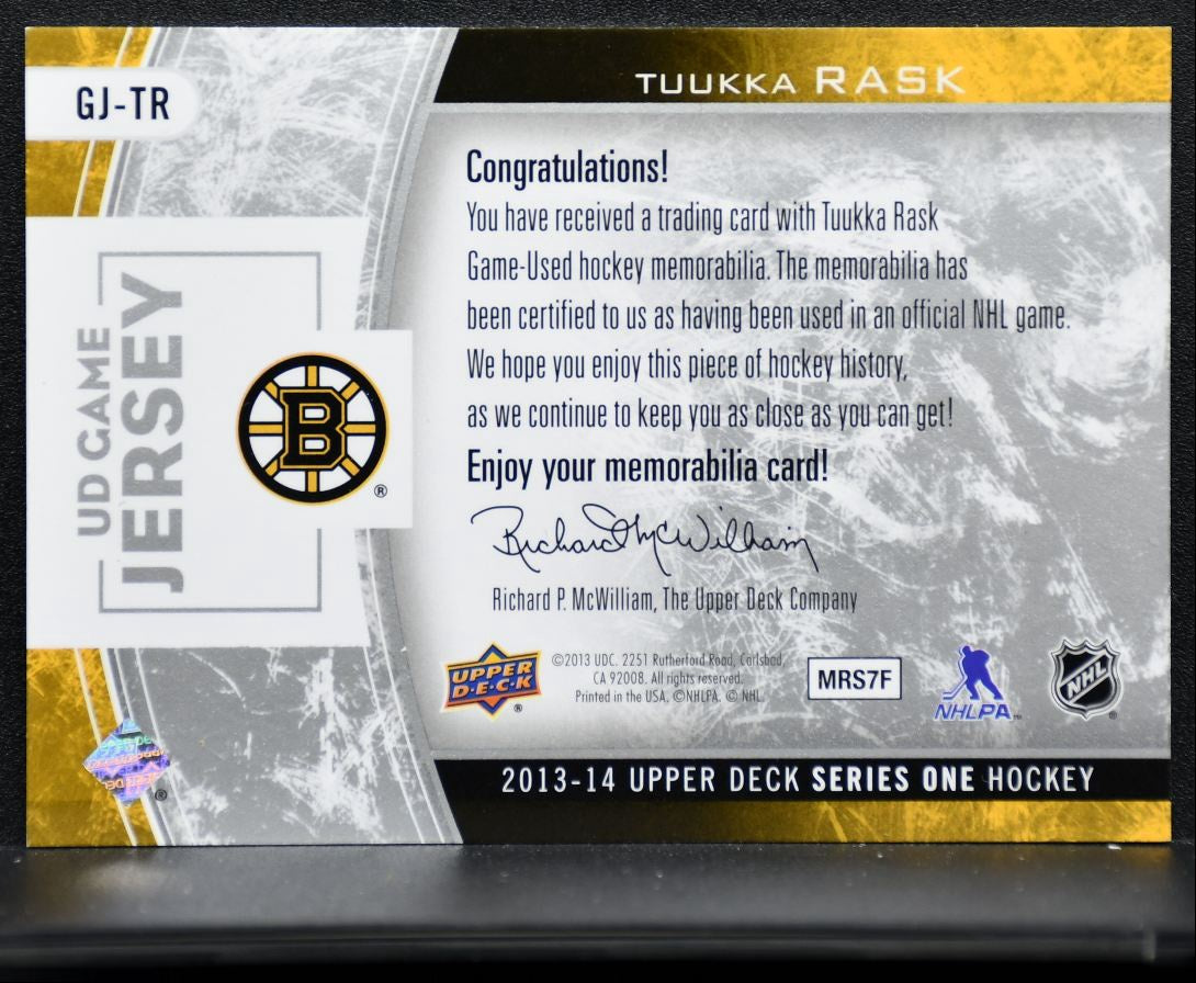 2013-14 UD Series 1 UD Game Jersey Tuukka Rask GJ-TR Jersey 2401