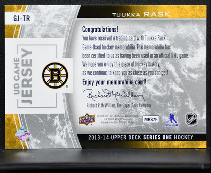 2013-14 UD Series 1 UD Game Jersey Tuukka Rask GJ-TR Jersey 2401