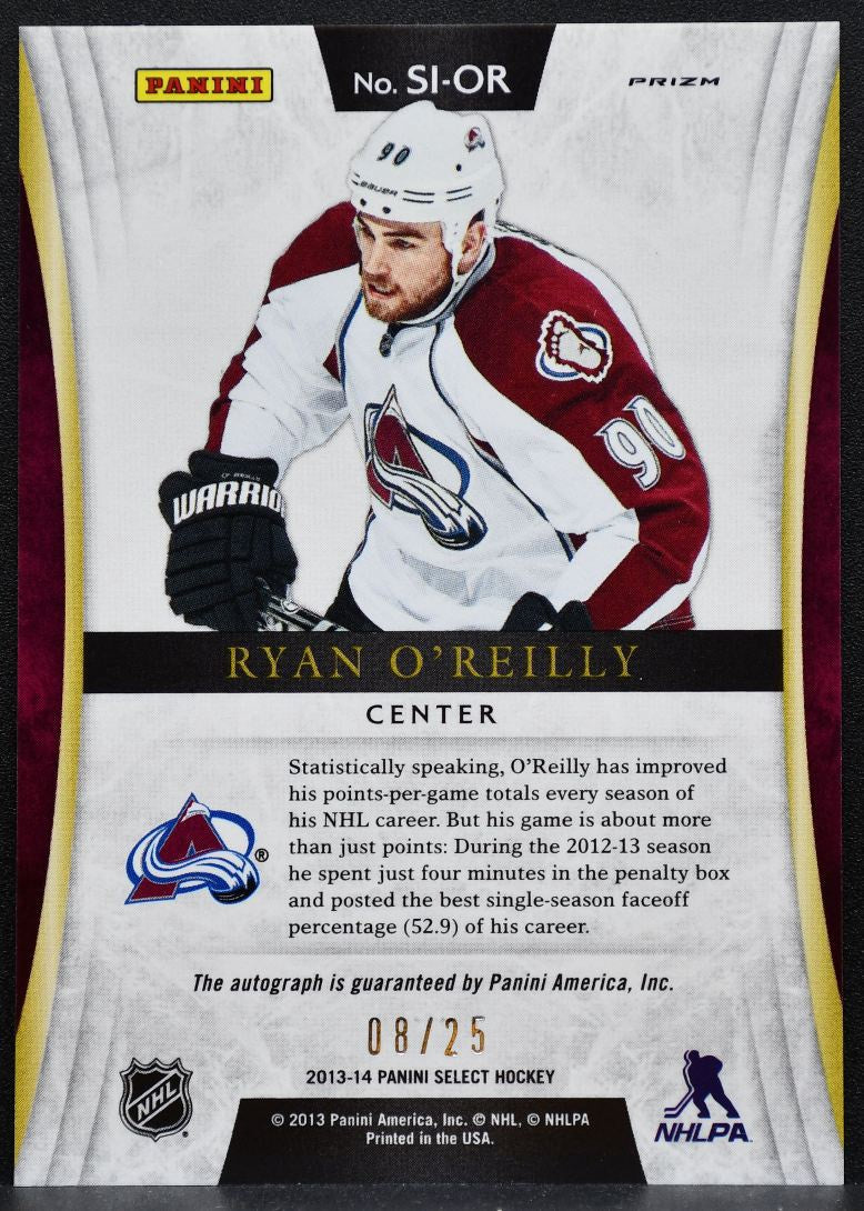 2013-14 Panini Select Signatures Prizms Ryan O'Reilly Avalanche Auto 08/25 1902