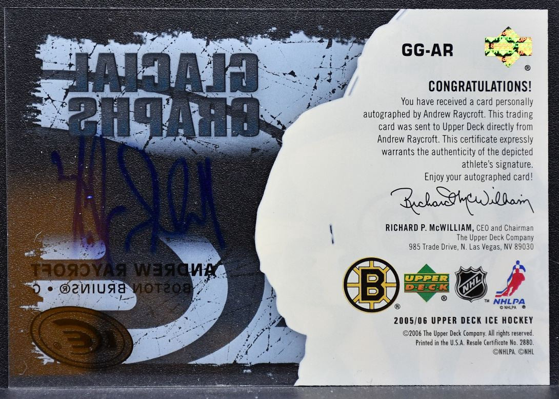 2005-06 Upper Deck Ice Glacial Graphs Andrew Raycroft GG-AR Bruins Auto 1313