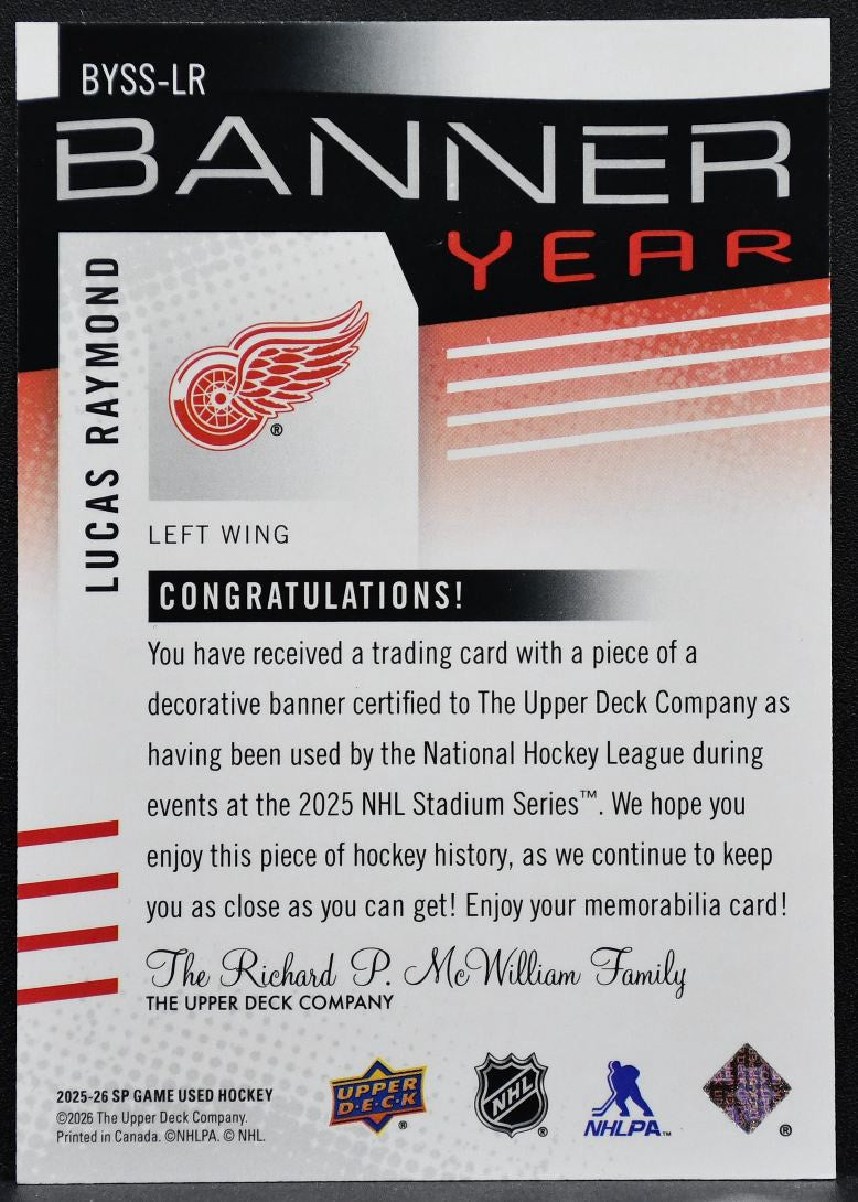 2025-26 SP Game Used Stadium Series Banner Year Relics Raymond Jersey 6743